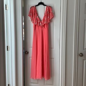 Pink summer flowy party dress